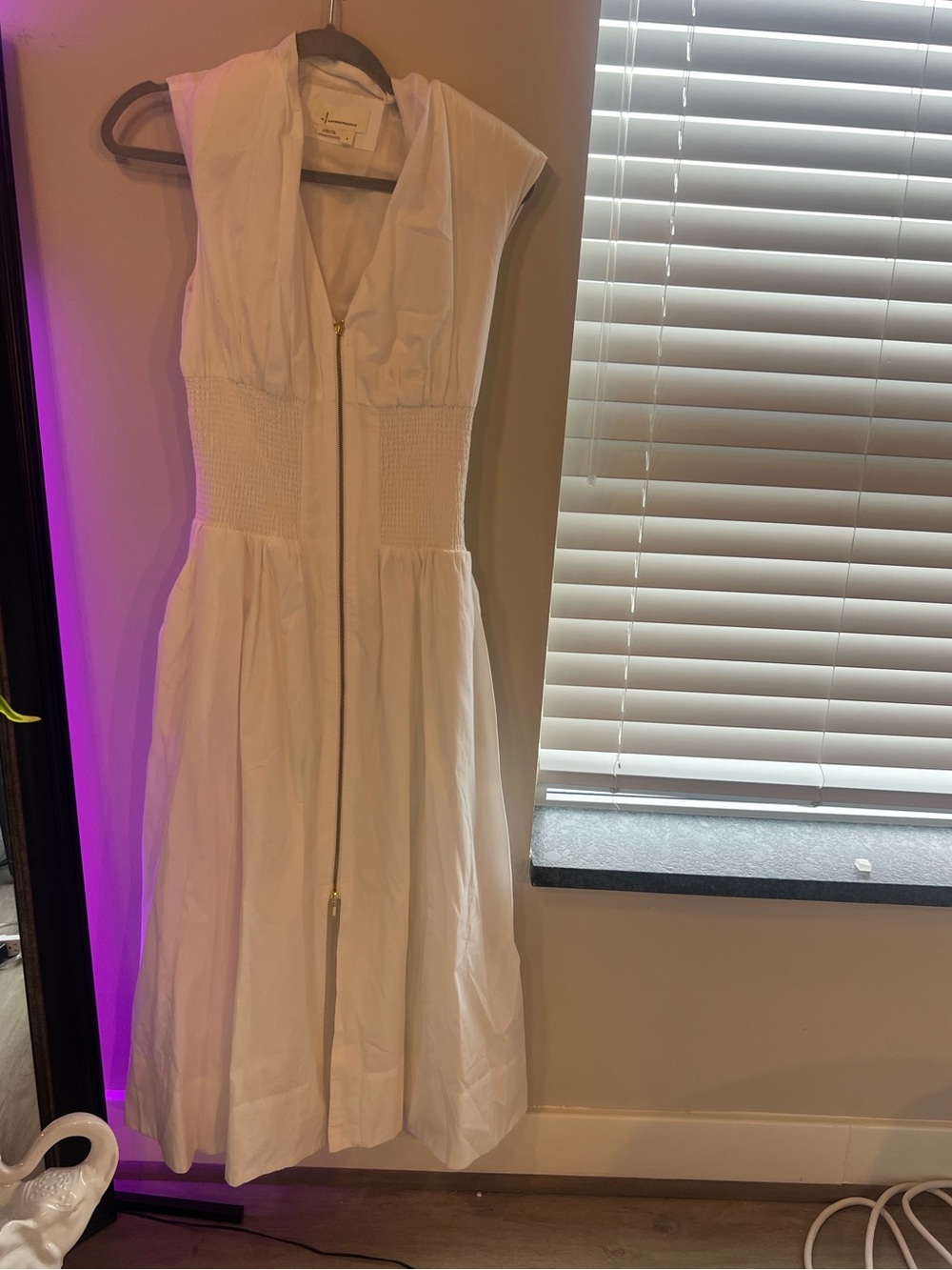 Anthropologie Tommie Zip-Front Midi Dress White – Size Small - Picture 4 of 8